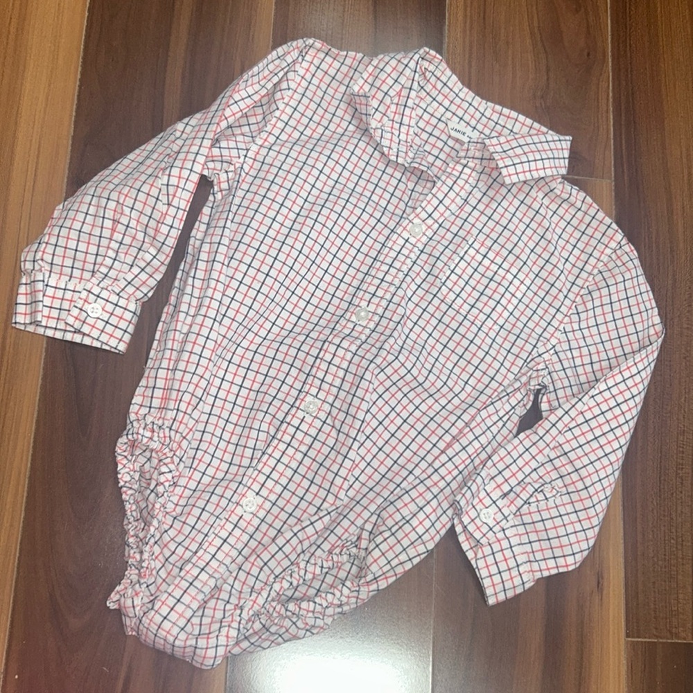 Size 18-24 months Janie and Jack 100% cotton collared button down onesie baby